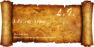 Láng Irma névjegykártya